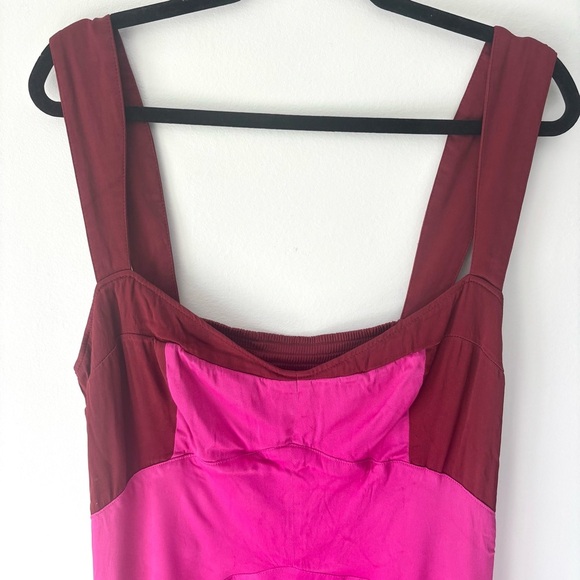 Maeve Sleeveless Seamed Slip Midi Dress Pink Satin Feminine Anthropologie - Picture 4 of 13